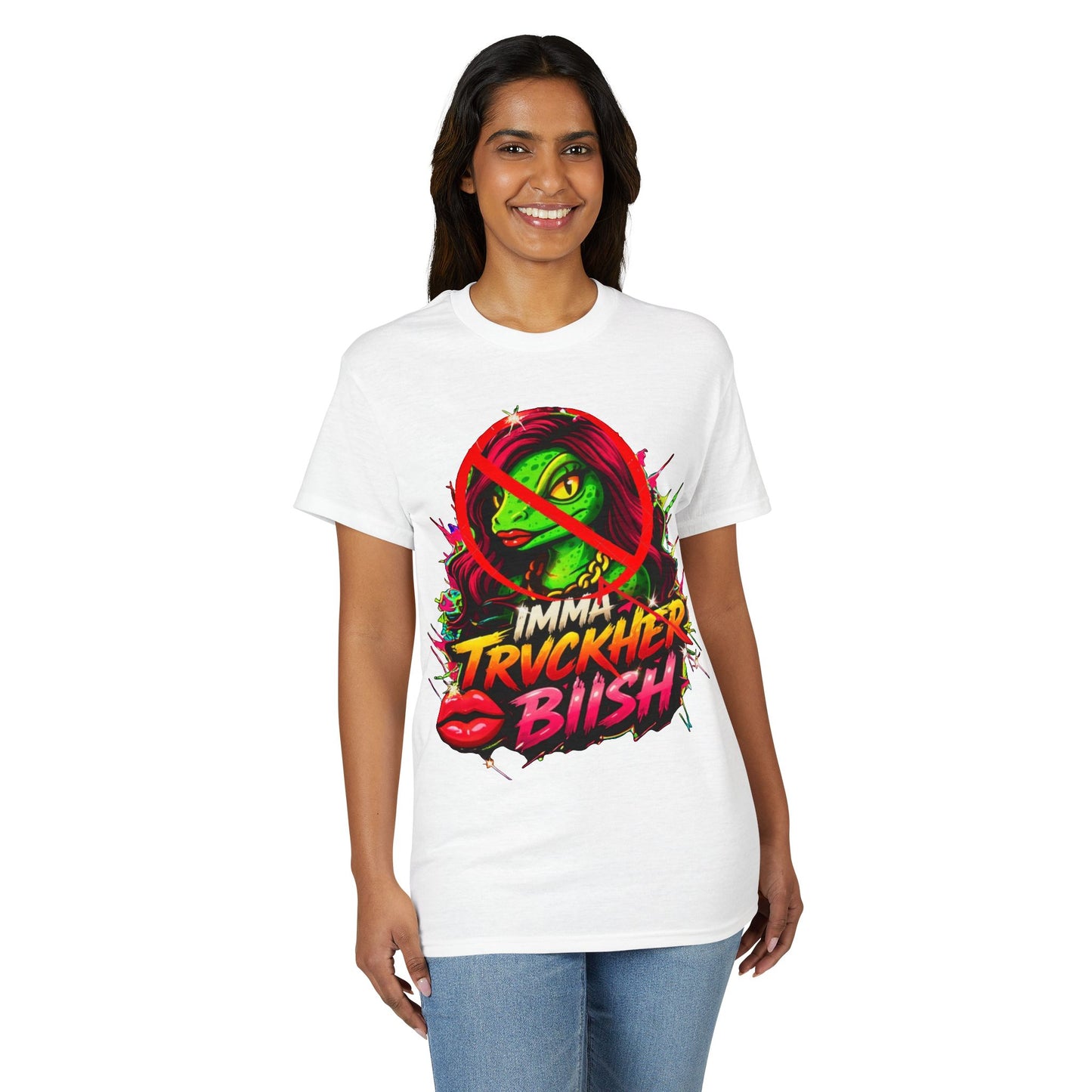 T-Shirt — "Imma Truvkher Biish" Colorful Grinch-Inspired Graphic Tee