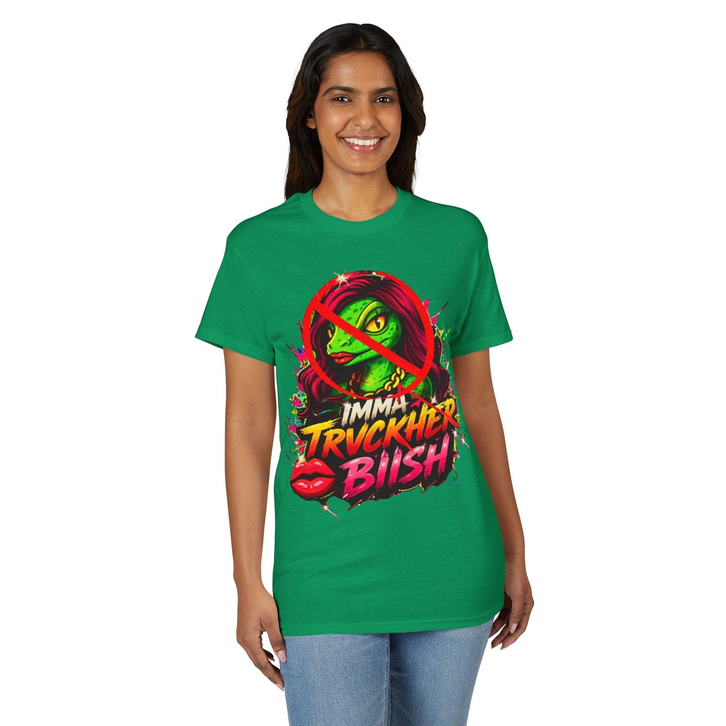 T-Shirt — "Imma Truvkher Biish" Colorful Grinch-Inspired Graphic Tee