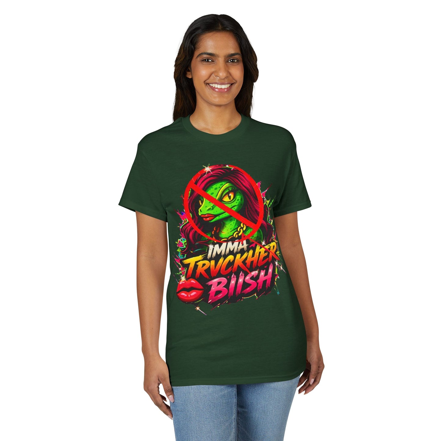 T-Shirt — "Imma Truvkher Biish" Colorful Grinch-Inspired Graphic Tee