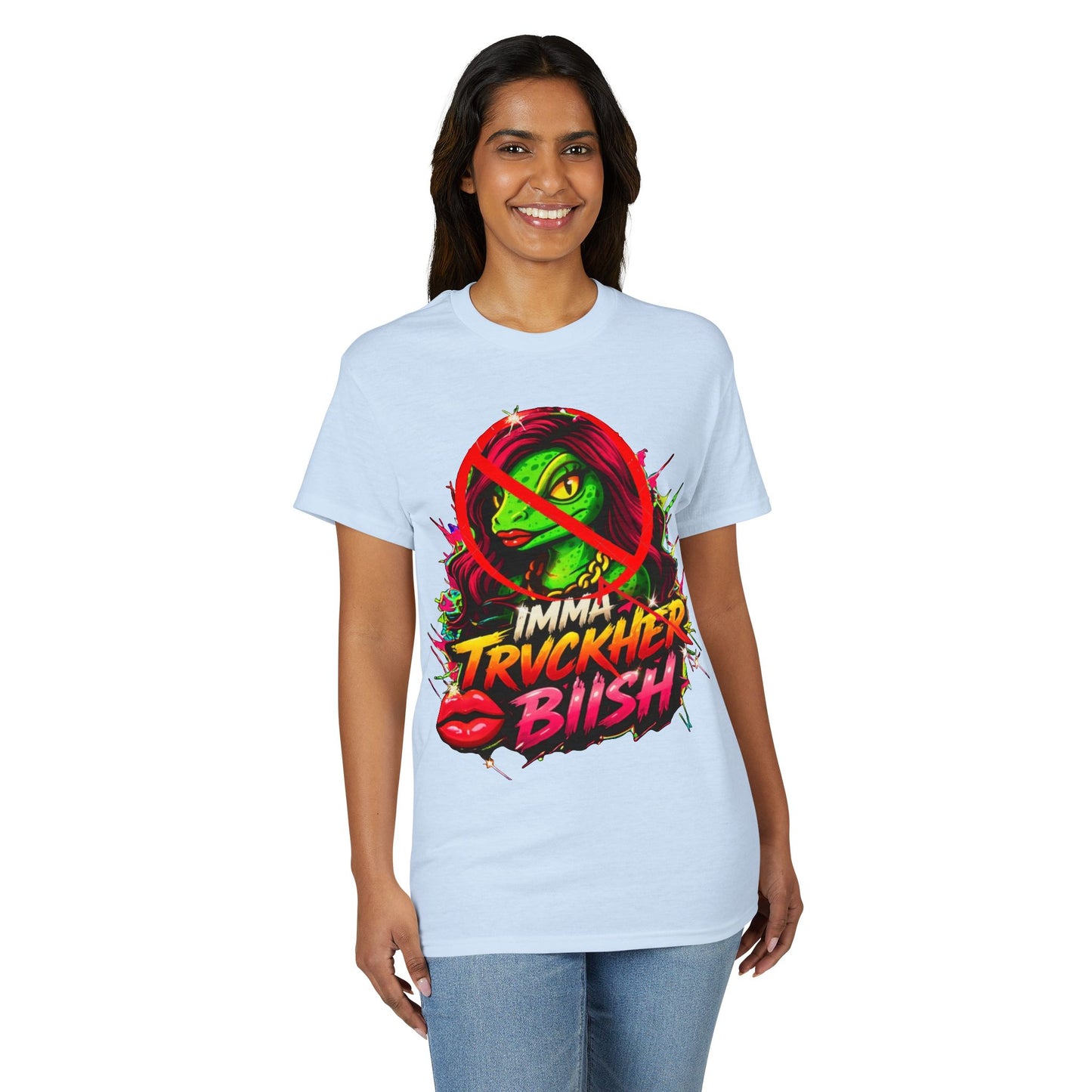 T-Shirt — "Imma Truvkher Biish" Colorful Grinch-Inspired Graphic Tee