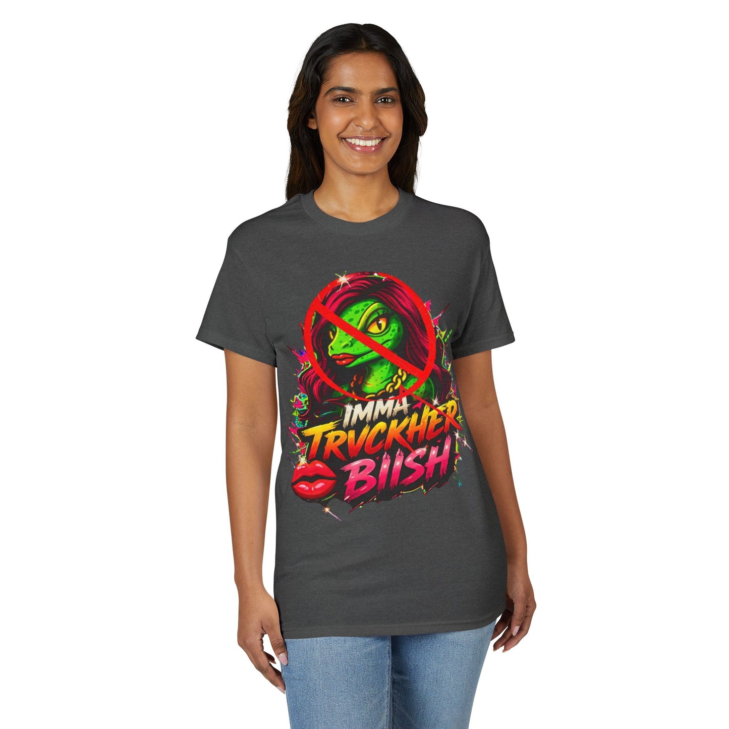 T-Shirt — "Imma Truvkher Biish" Colorful Grinch-Inspired Graphic Tee